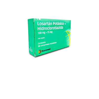 Losartan Potásico + Hidroclorotiazida 100 / 25 mg x 30 comprimidos recubiertos