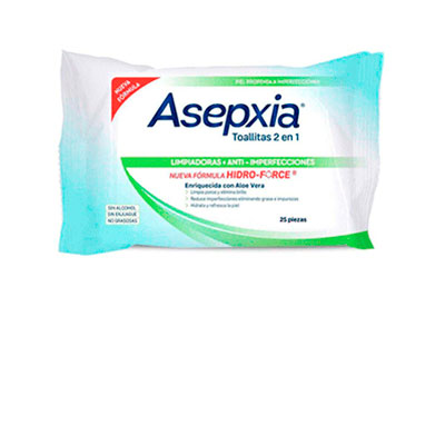 Asepxia toallas limpieza facial x 25 unidades