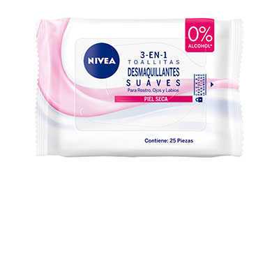 Nivea toallas desmaquillantes suaves piel seca 3 en 1 x 25 unidades