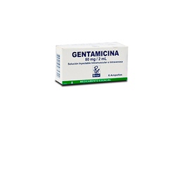 [1634] Gentamicina 80 mg / 2 ml x 5 solución inyectable