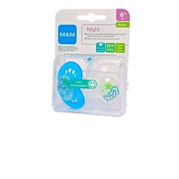 [20950] Mam 2 chupetes entretención night 6 meses (brilla en oscuridad ortodóntico)