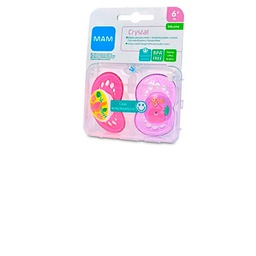 [20954] Mam 2 chupetes chrystal: entretención ortodóncico silicona ultrasuave (6 M+)